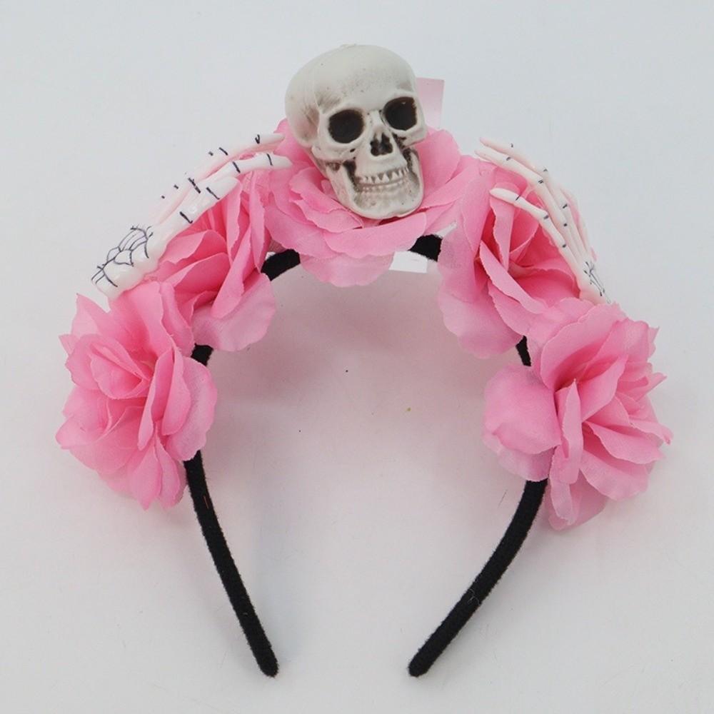 Halloween Decor Skull Head Headband Exaggerated Gothic Flower Hairband Girls/Children