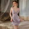 Sexy Pajamas for Women Autumn Deep V Nightgown with Breast Pad New Comfortable Nightgown Set