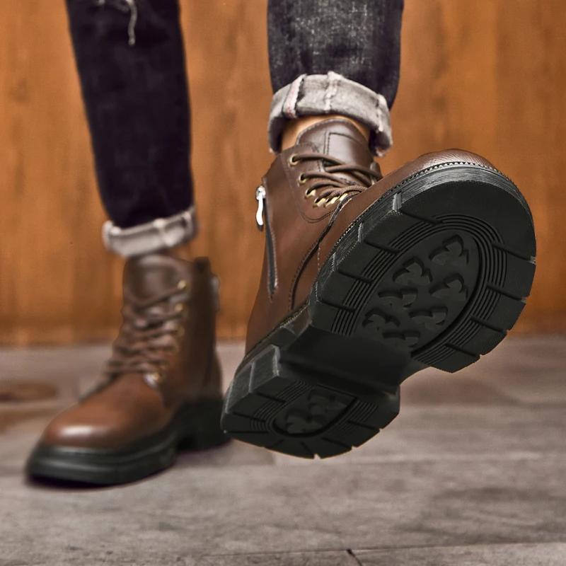 Fashion Stylish All-match  Boots for Men Outdoor Men's Shoes Winter Boots for Men 2024 Genuine Leather Men Casual High Top Shoes