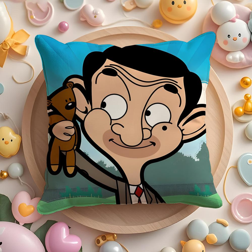 Наволочка Mr B-Bean-N Мягкая Плюшевая Ткань Двусторонняя Печатная Наволочка для Подушки Теплая Зимняя Подушка для Дивана