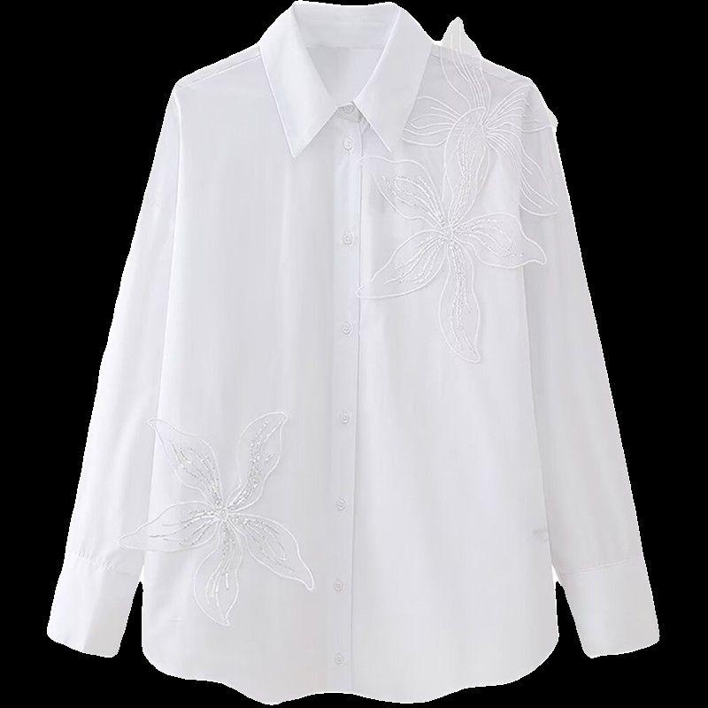 Fashion Style 2024 All-Matching Women's Wear Fashion New Fancy Flower Decoration Long Sleeves Shirt 2278255 250
