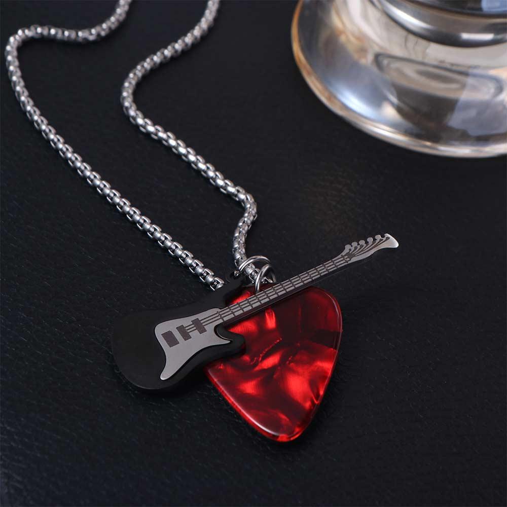 Hip-hop Guitar Pick Pendant Necklace Punk Electric Guitar Sweater Chain Guitar Chain Choker Unisex