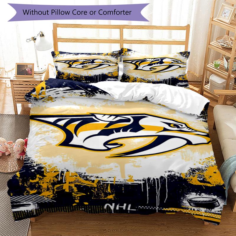 Nashville Predators Themed Bedding 3Pcs Duvet Cover Set Decorative Bed Linen For Teen Room Home Decoration
