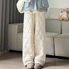 Женские хлопковые брюки эластичные с высокой посадкой однотонные с широкими штанинами повседневные брюки с карманами