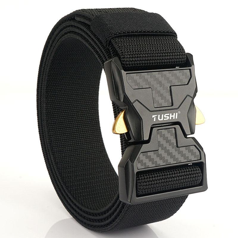 Новый мужской ремень для поездок на работу с автоматической пряжкой из нейлона, универсальный двухслойный толстый ремень для отдыха на природе