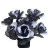 2 шт. 5 головок 34 см Хэллоуин Декор Реалистичный Букет Искусственных Цветов Готический Черно-белый Искусственные Цветы Розы Ветка