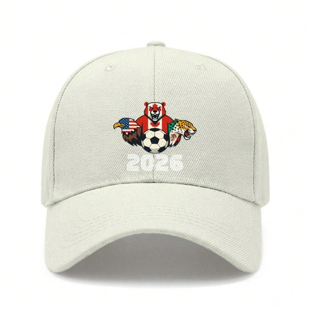 [Patriotic Baseball Cap] 2026 Soccer Championship Print Polyester Adjustable Breathable Lightweight Unisex Casual Outdoor Sports Baseball Hat -