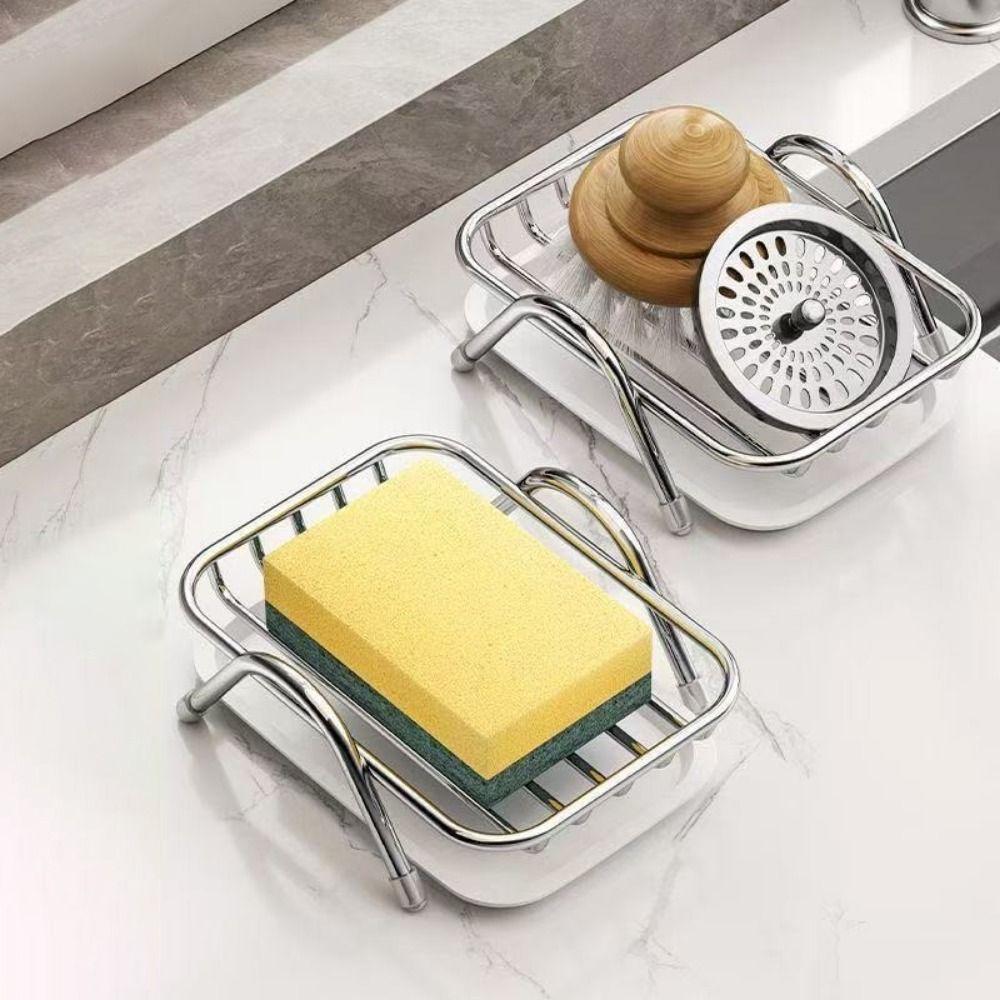 2PCS Rustproof Stainless Steel Soap Rack Space Saving Soap Tray Durable Soap Storage Rack  Kitchen