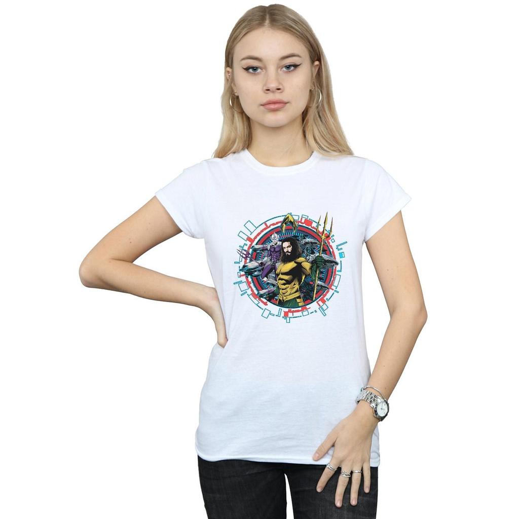 DC Comics Womens/Ladies Aquaman Circular Crest Cotton T-Shirt