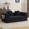 Floor Couch,Compression Sofa,Convertible Sofa Bed-with Pillow Back Armrest,With Cupholder&Side Pocket,Corduroy Fabric,Living Room Bedroom,Black