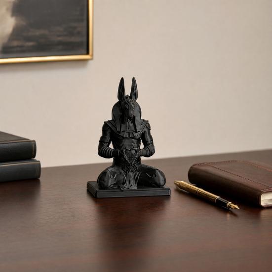 Статуэтка Анубиса 3D-печать Статуя египетского бога Медитирующий с руками-сердцами Мифический Настольный