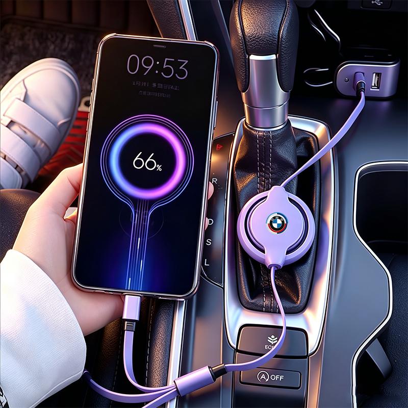 CTCE1 3 - in - 1 Retractable Multi - Charger Cable with Micro USB and Type - C For BMW X1 X2 X3 X5 X4 X6 F20 F10 F07 E70 E46 / Sticke