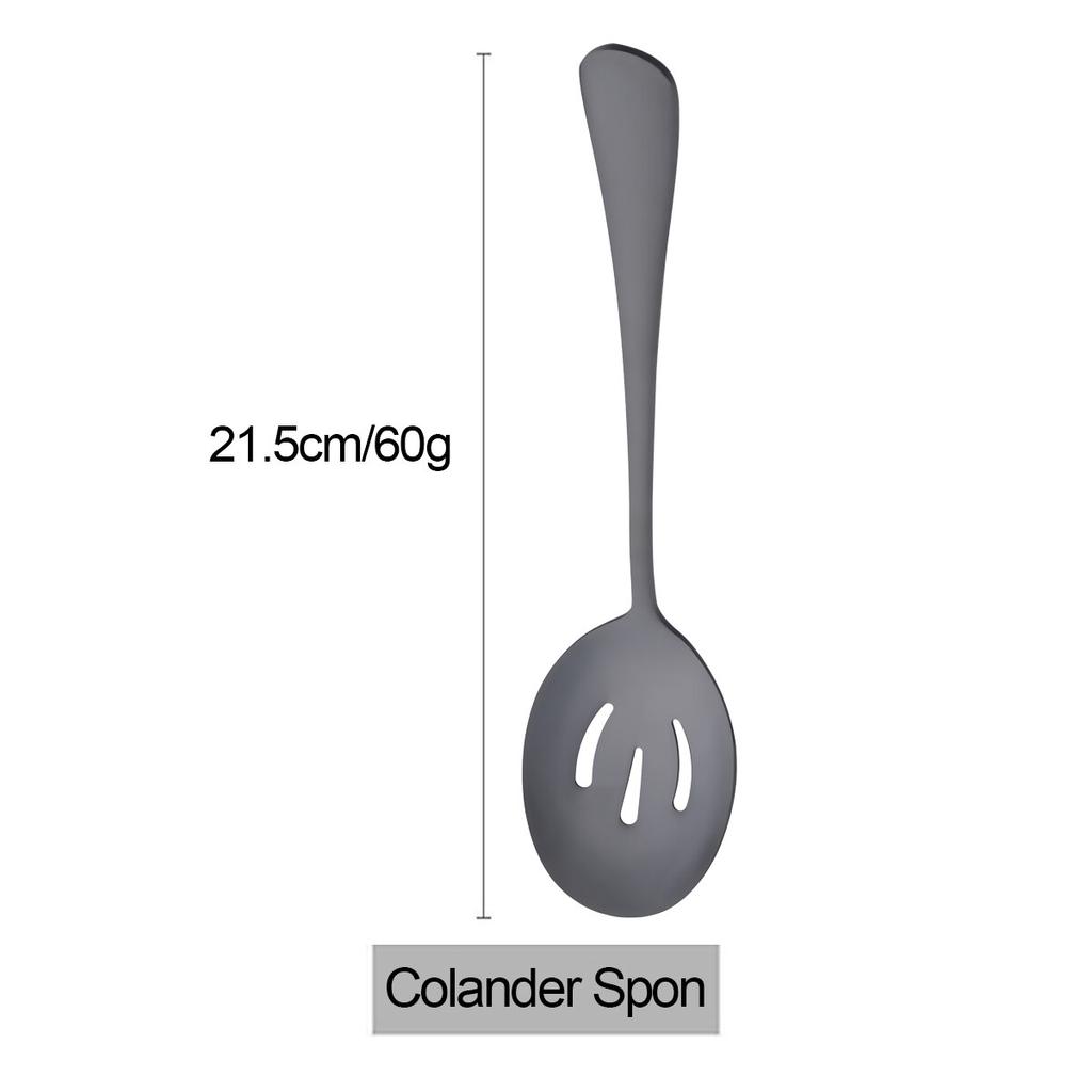 1 Pc Black Stainless Steel Soup Spoon Serving Spoon Colander for Dinner Household Public Dinnerware Salad Kitchen Tableware