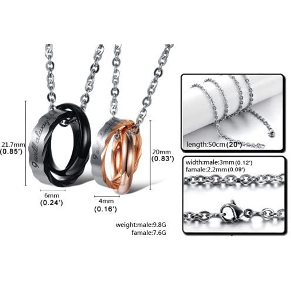 Брендовое парное ожерелье, пара, популярный дешевый подарок, титановое двойное кольцо, кулон, многогранная огранка, я всегда буду с тобой, гравировка, парные украшения