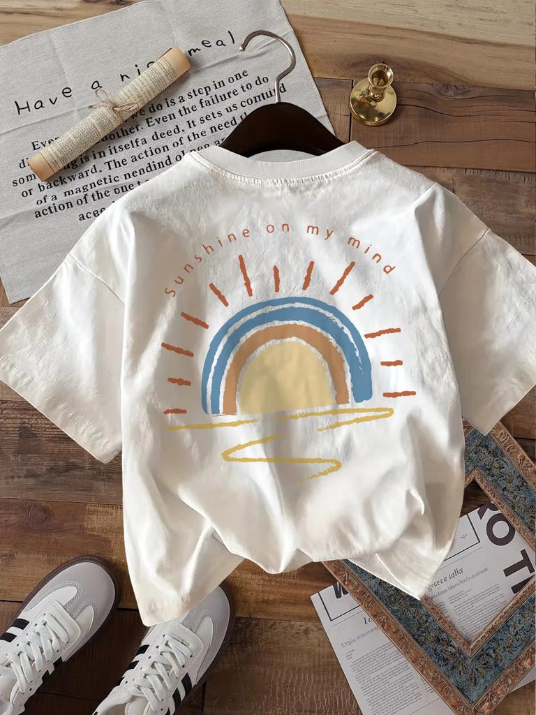 Sunshine On My Mind T Shirt Funny Retro Sun Graphic Fashion Harajuku Aesthetic Vintage Short Sleeve Summer Tees Unisex And W