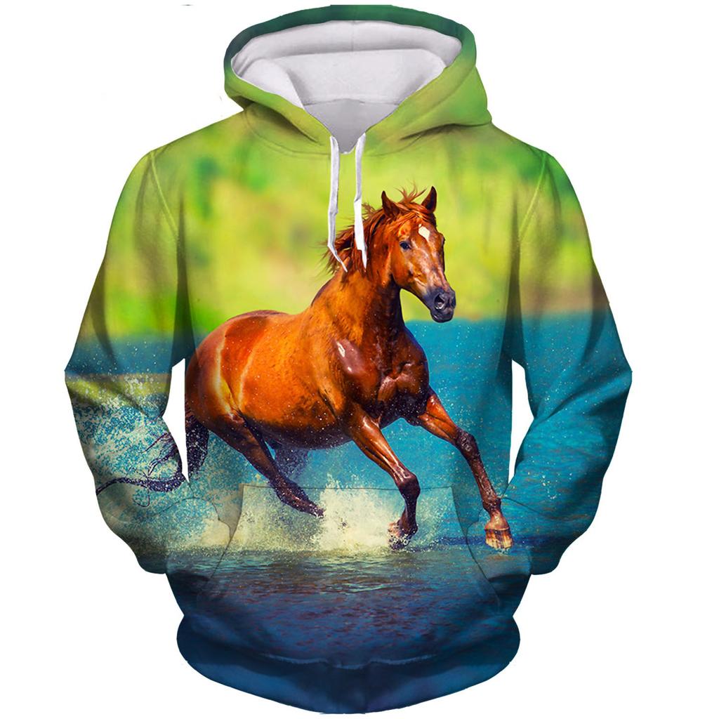 Fashion New Horse Animal 3D Print Hoodie Men Women Casual Hoodies Oversized Hoody Pullover Hooded Sweatshirts Kids Tops Clothing