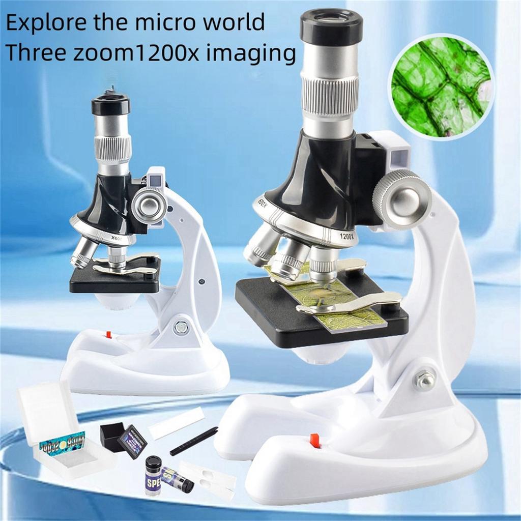 1200X Monocular Optical Microscope LED School Children Science Experimental Biology Teaching Microscope