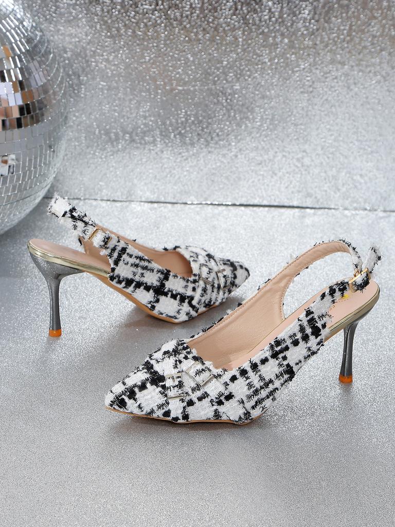 Модные женские туфли на высоком каблуке, сексуальные сандалии с острым носком и ремешком на пятке, 2024 лето, новые шлепанцы, элегантные туфли-лодочки для платья, удобная женская обувь