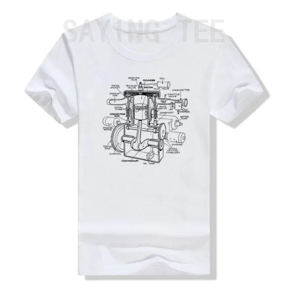 Механика Детали автомобильного двигателя Любители автомобилей - Футболка Muscle Cars Мужская модная одежда Графическая футболка Carguy Топы Подарки мужу папе