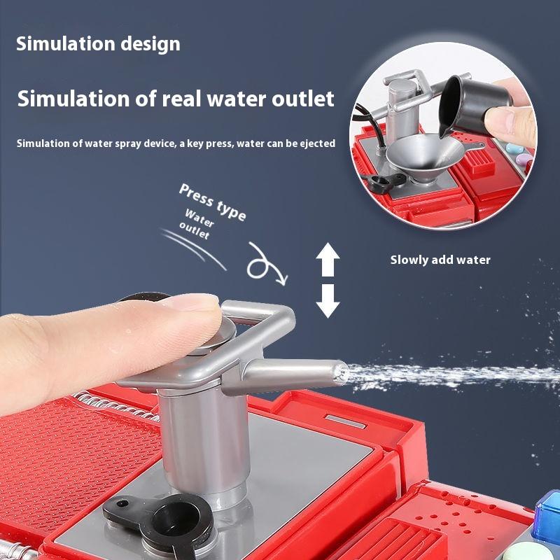 Детская игрушечная пожарная машина большого размера, может распылять воду, имитация разбрызгивателя, лестница из сплава, набор моделей спасательных машин