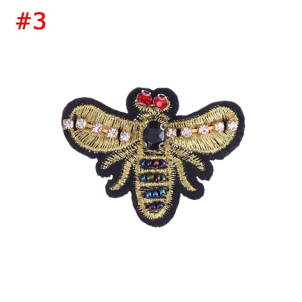 Beaded Rhinestone Apparel Sewing & Fabric Sequin Patches Bee Badge Crystal Applique Sew On Patch