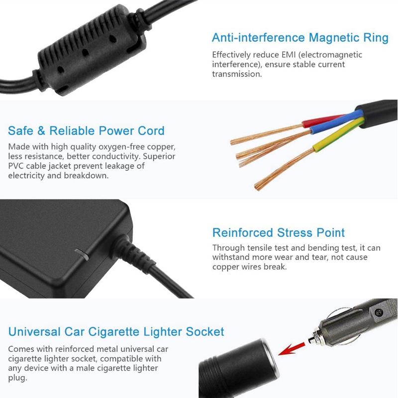 Car Power Adapter Power Convert AC Adapter DC 110V / 220V to 12V 10A Power Adapter Converter for Car Refrigerators Air Pump