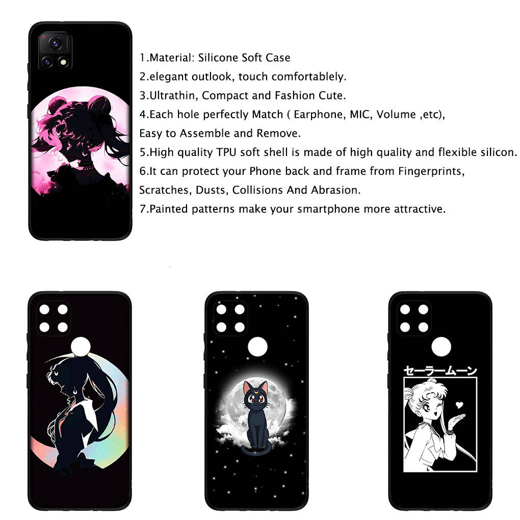 Чехол для iPhone 16 15 Xiaomi Redmi Note 14 13 12 11 Pro Max X 8 9 16e Samsung Galaxy S25 S24 S23 Moto OPPO Huawei Girl Sailor Cartoon Moon Phone Case