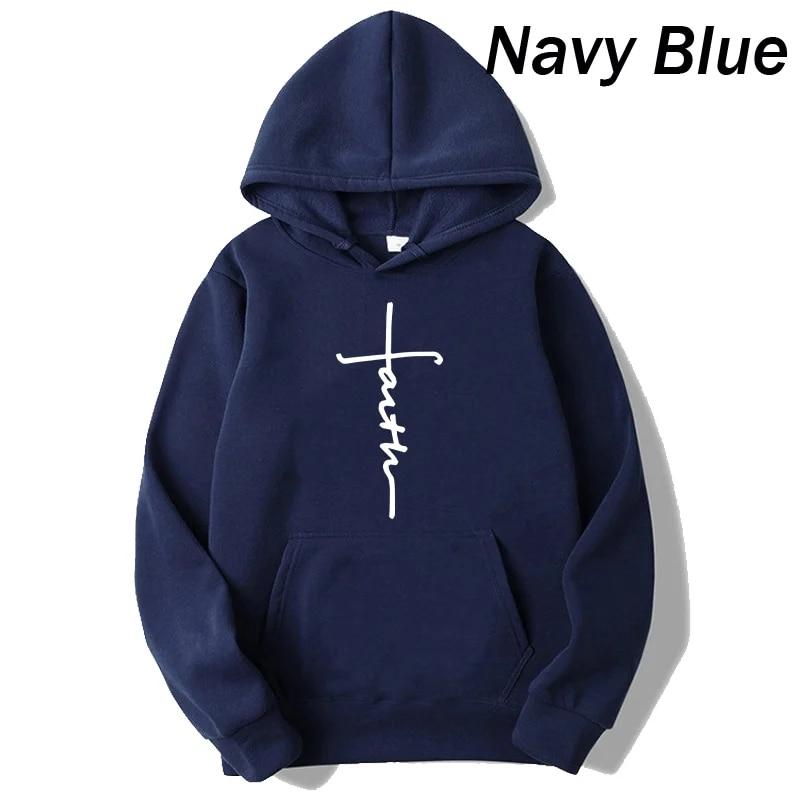 Unisex Cool Faith Print Hoodie Sweatshirt Women Fleece Hoodie Fashion Sports Hoodie Crew Neck Hoodie Sweatshirt