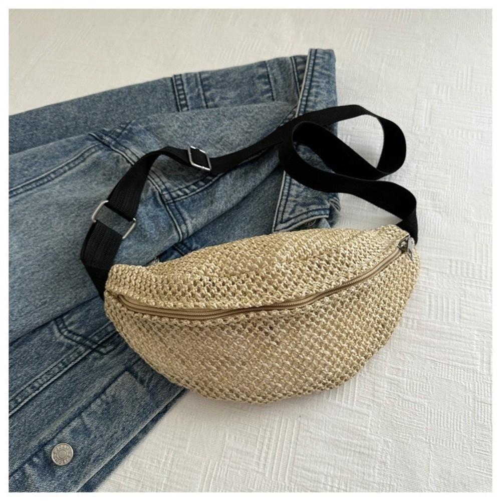 Sports Woven Waist Pouch Boho Crochet Shoulder Bags Versatile Eco-Friendly Straw Bag Vacation