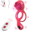 Вибрирующее кольцо для пениса Rose Клиторальный стимулятор Массажер для яичек 9 режимов вибрации Пары Взрослые секс-игрушки Мужчины Женщины