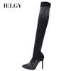 Stockings Boots High Heels Rhinestone Pointed Over the Knee Women's Boots