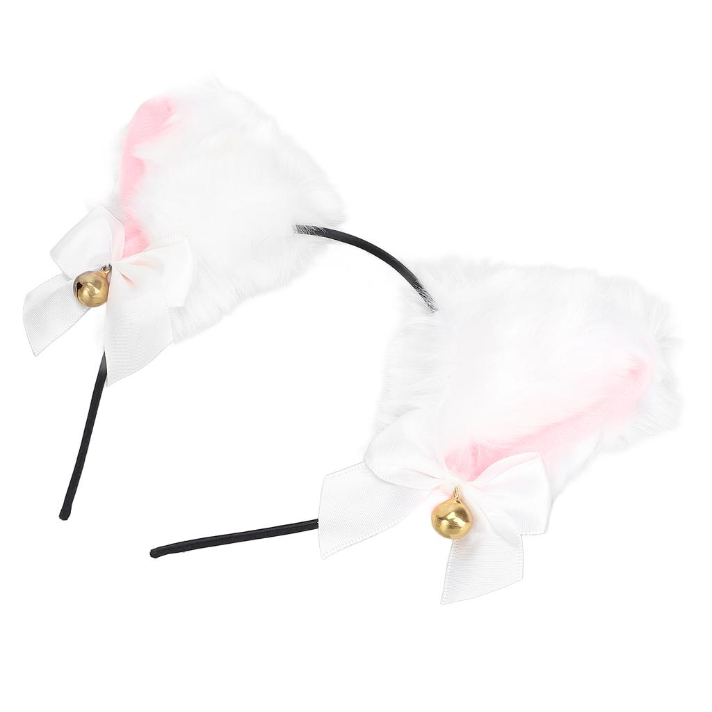 Пушистые кошачьи ушки на ободке Милая плюшевая повязка для волос с колокольчиком для костюма на Хэллоуин, косплея, вечеринкиБелый