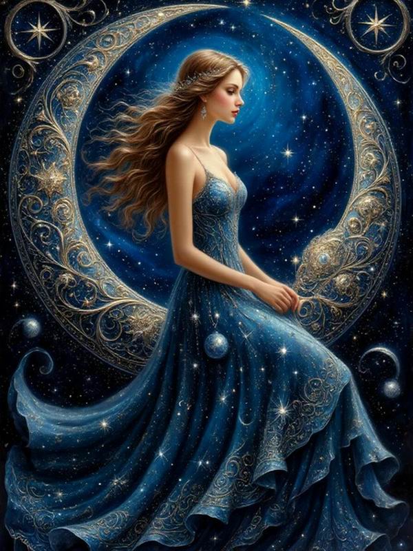 Алмазная Мозаика Новая Коллекция Женщина на Луне DIY Полная Квадратная Круглая Мозаика Стразы Вышивка Крестиком Наборы Декор Стен