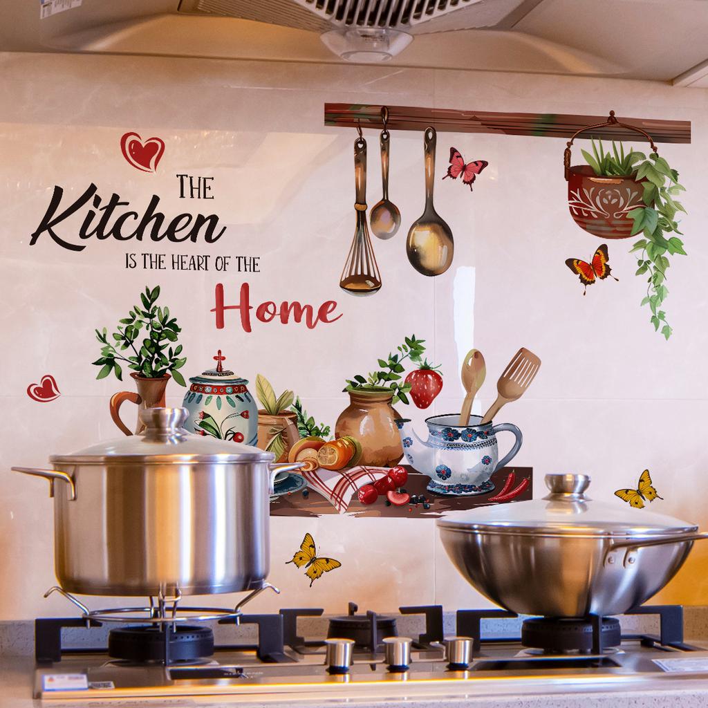 Мультяшные наклейки на стену Съемные водонепроницаемые наклейки ПВХ Постеры Украшение столовой Декор кухни