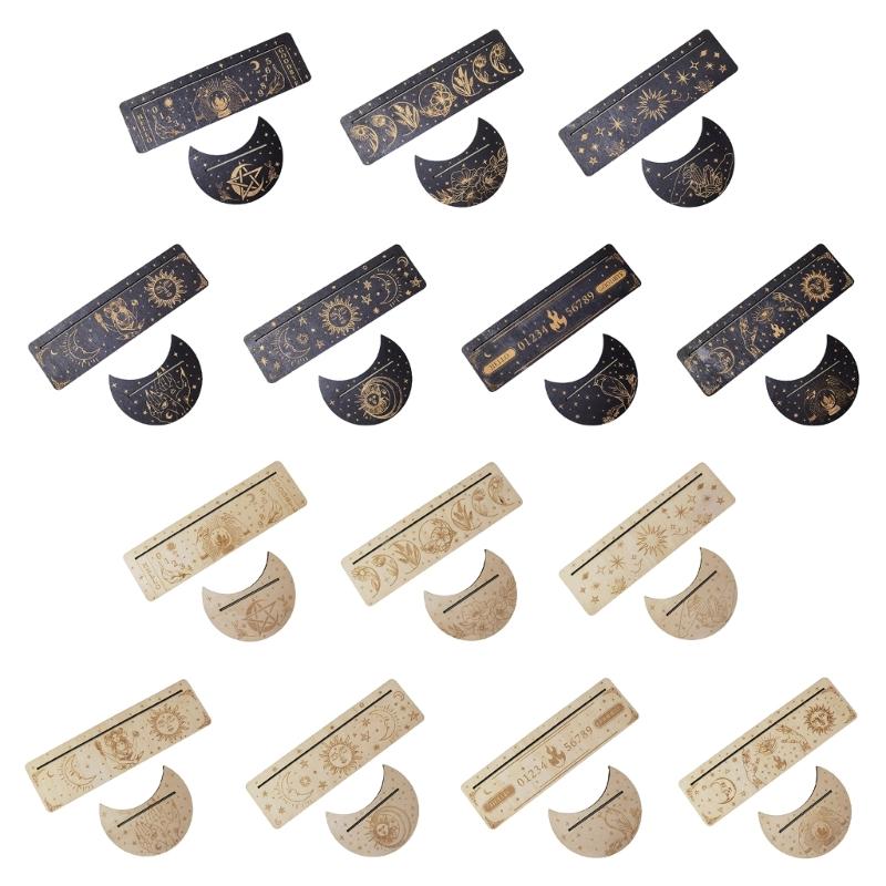 2 Pieces Wooden Tarot Card Stand Holder, Moon Shape and Rectangle Wooden Tarot Card Display Stand Base for Oracle Lenormand Meditation