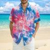 Men's Fashion Loose Tie-Dye Printed Short Sleeve Beach Shirt
