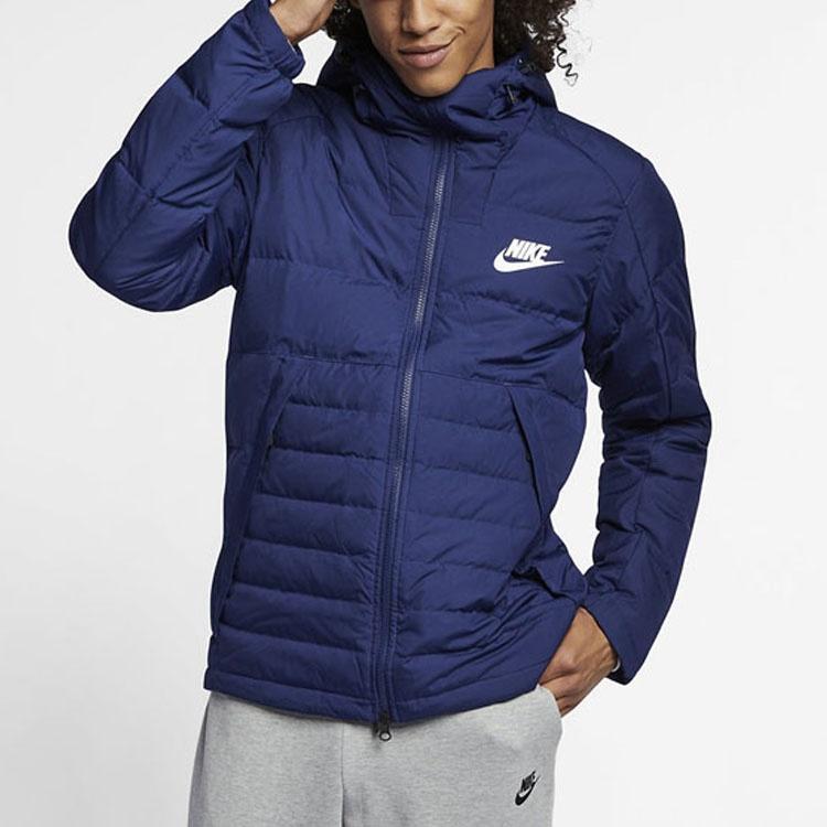 Nike Outdoor Windproof Stay Warm Casual hooded down Jacket Navy Blue Dark blue Men's AJ7947-429