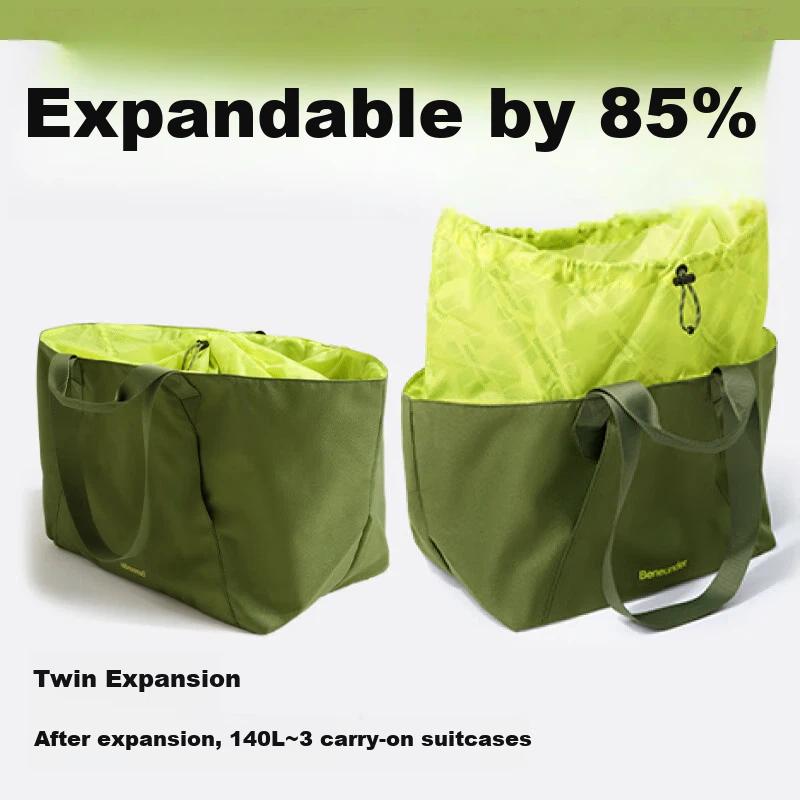 Beneunder Tote Bag, Women's Handbag, Shoulder Bag, Large Capacity, Commuter and Travel, Luggage Bag, Blue, 140L