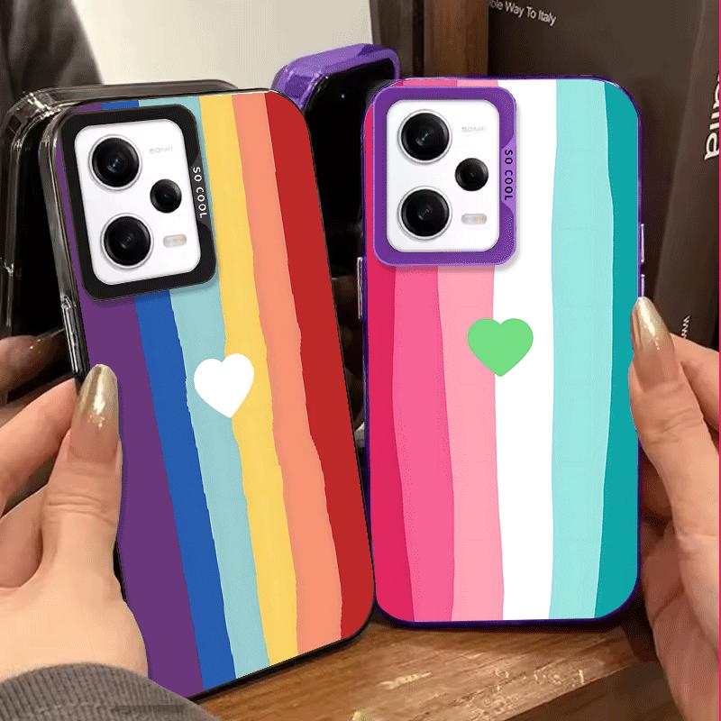 Rainbow Gradient Love Desgin Soft Phone Case for Xiaomi Redmi Note 13 14 15 Pro Plus 12S 12 11S 11 11T 10S 10 Shockproof Cover B