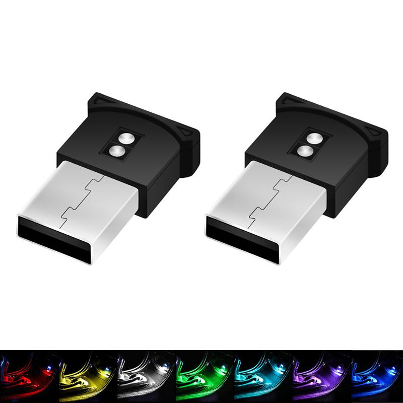 Мини USB Атмосферные огни Светодиодные RGB Автомобильный окружающий свет Освещение Ночники Портативный Цветной Авто Интерьер Неоновая Декоративная Лампа