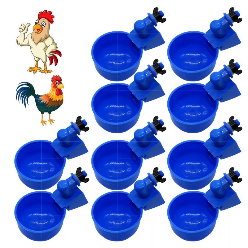 10 Pcs Automatic Poultry Drinker Bowl Chicken Bird Water Cups Duck Drinking Machine Hanging Drinking Bowls Water Dispenser