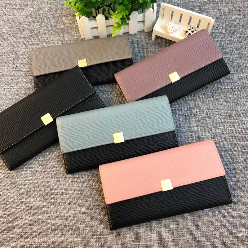2025 Текстурированные Длинные Женские Кошельки Роскошный Кошелек-Клатч из Натуральной Кожи Двухцветный Кошелек Бифолд Брендовый Стиль Первый Слой Коровьей Кожи Кошелек Без Логотипа