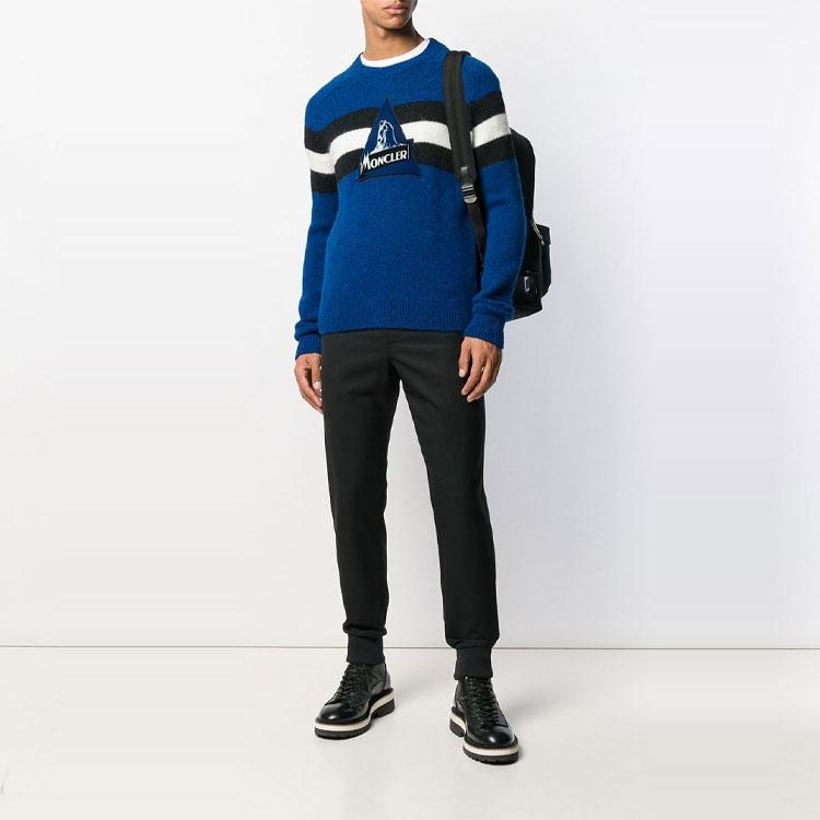 Moncler Striped Detail Pullover Wool Sweater Men sweater Blue 9043700A9177723