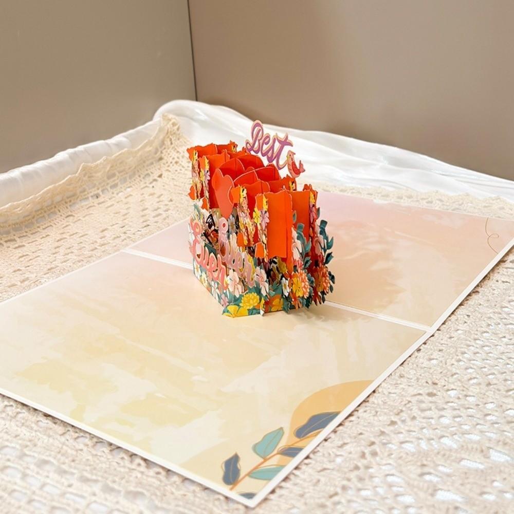 Новые pop-up открытки ко Дню Матери Цветочный букет Наилучшие пожелания 3D открытки ручной работы Подарок-открытка Подарок ко Дню Матери