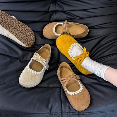 Простые нишевые трендовые милые туфли-балетки на липучке с новым дизайном для ношения двумя способами