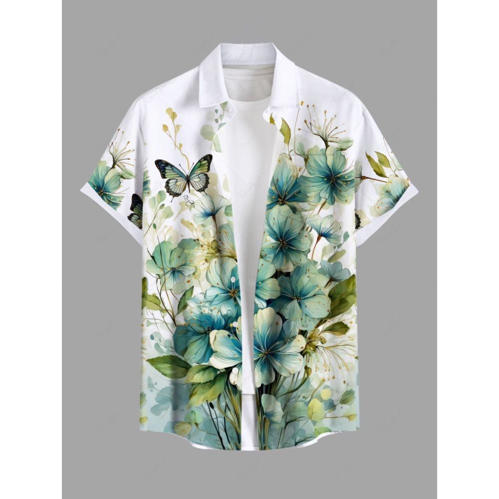 Модные мужские гавайские рубашки с 3D-принтом, рубашка с короткими рукавами и пуговицами на лацканах для лета, свободные топы, повседневная рубашка для мужчин