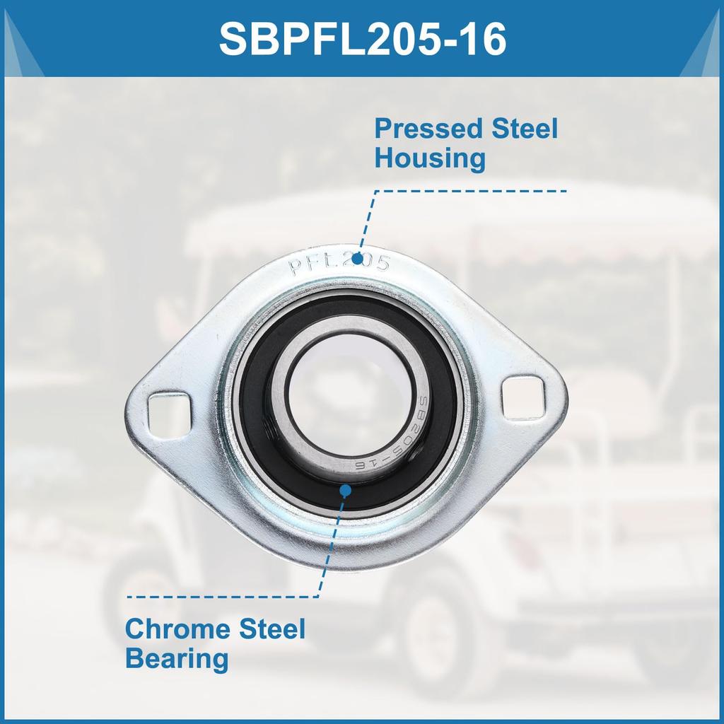 Uxcell Подшипниковые узлы с фланцевым креплением из стали SBPFL205-16 (Набор 2), Диаметр 1 дюйм, Единица, Гаечный ключ.