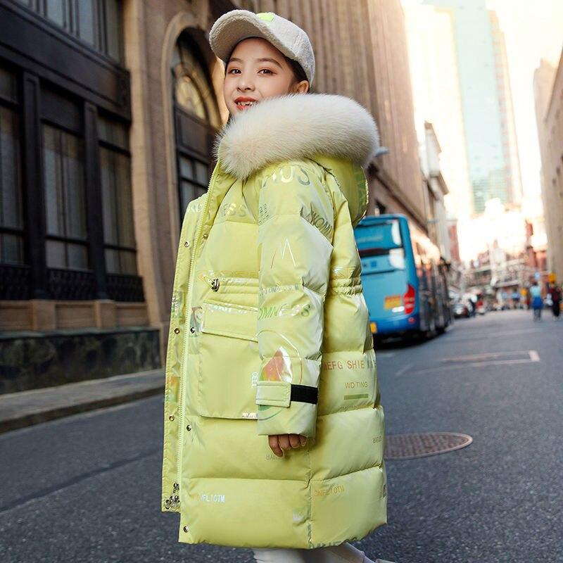 Winter Down Cotton Jacket Girls Waterproof Hooded Coat Girls' Down Cotton Jacket Waterproof Hooded Coat Children Outerwear Clothing Teenage Clothes