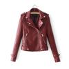 Faux Leather Jacket Women Zip Belt Coats Black PU