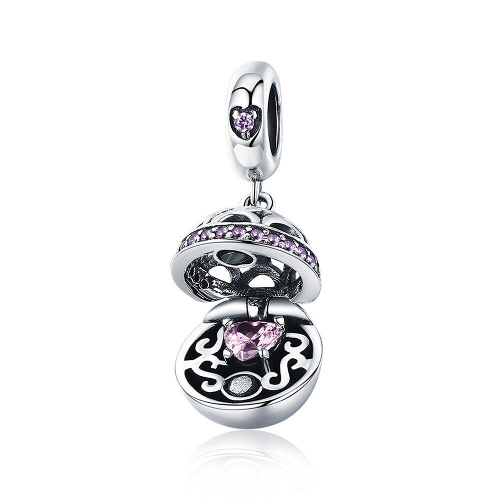 BAMOER Authentic 925 Sterling Silver Love Gift Box Dangle Ball Charm Pendant